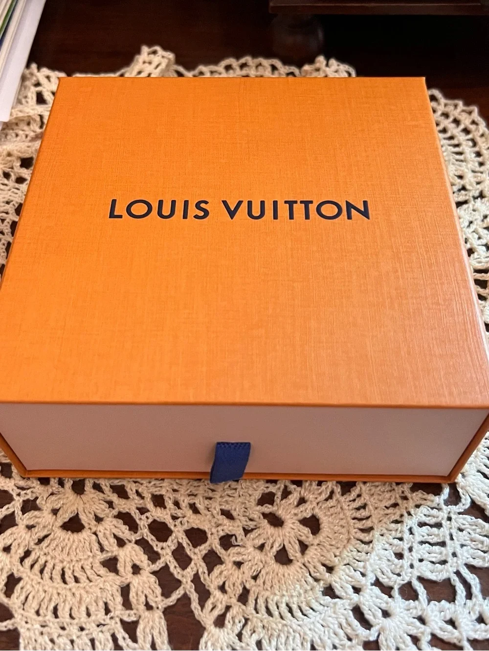 Authentic Louis Vuitton Empty Small Gift Box 6.5” X 6.5” X 2.5” Dust Bag Ribbon